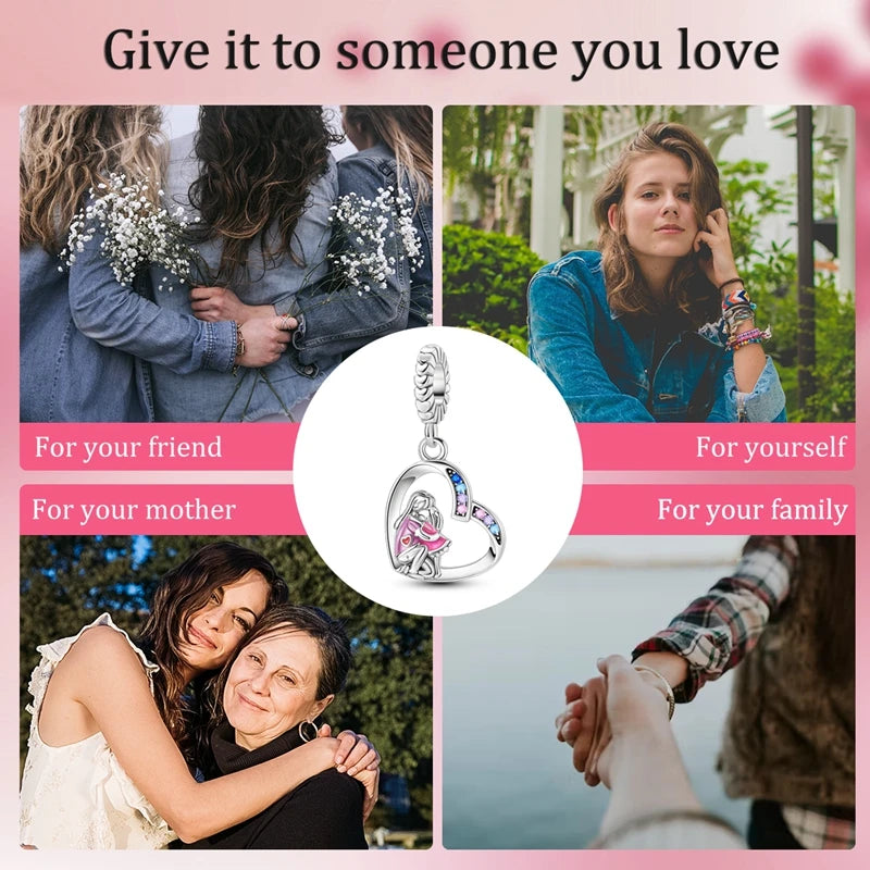 Original 925 Sterling Silver Mother's Love Embrace Charms Beads Pendants Fit S925 Bracelet Necklace Fine DIY Jewelry