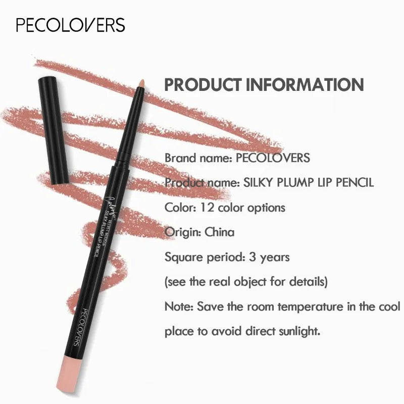 Wasserfester Matter Lipliner-Stift Rot Kontur Lippenstift Langanhaltend Antihaftend Feuchtigkeitsspendendes Lippen-Make-up 12 Farben