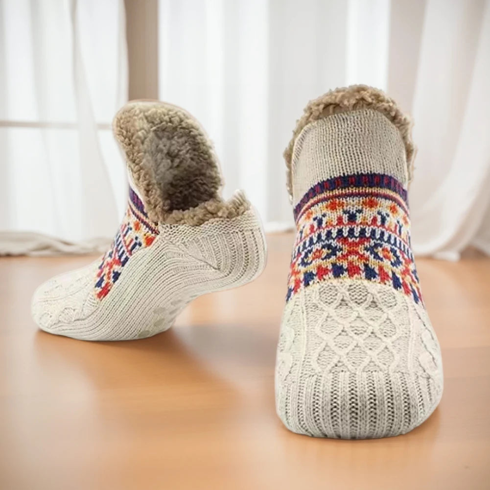 Herren Damen Winter Indoor Hausschuhe Socken Rutschfeste Dicke Thermosocken Warme Thermosocken Weich für Weihnachten