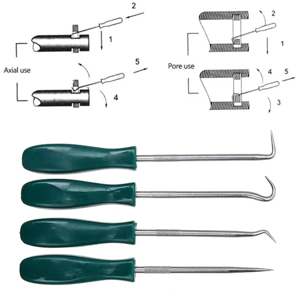Car Auto Vehicle Oil Seal Screwdrivers Set 4Pcs 135mm O-Ring Seal Gasket Puller Remover Pick Hooks Tools Car Repair Tools