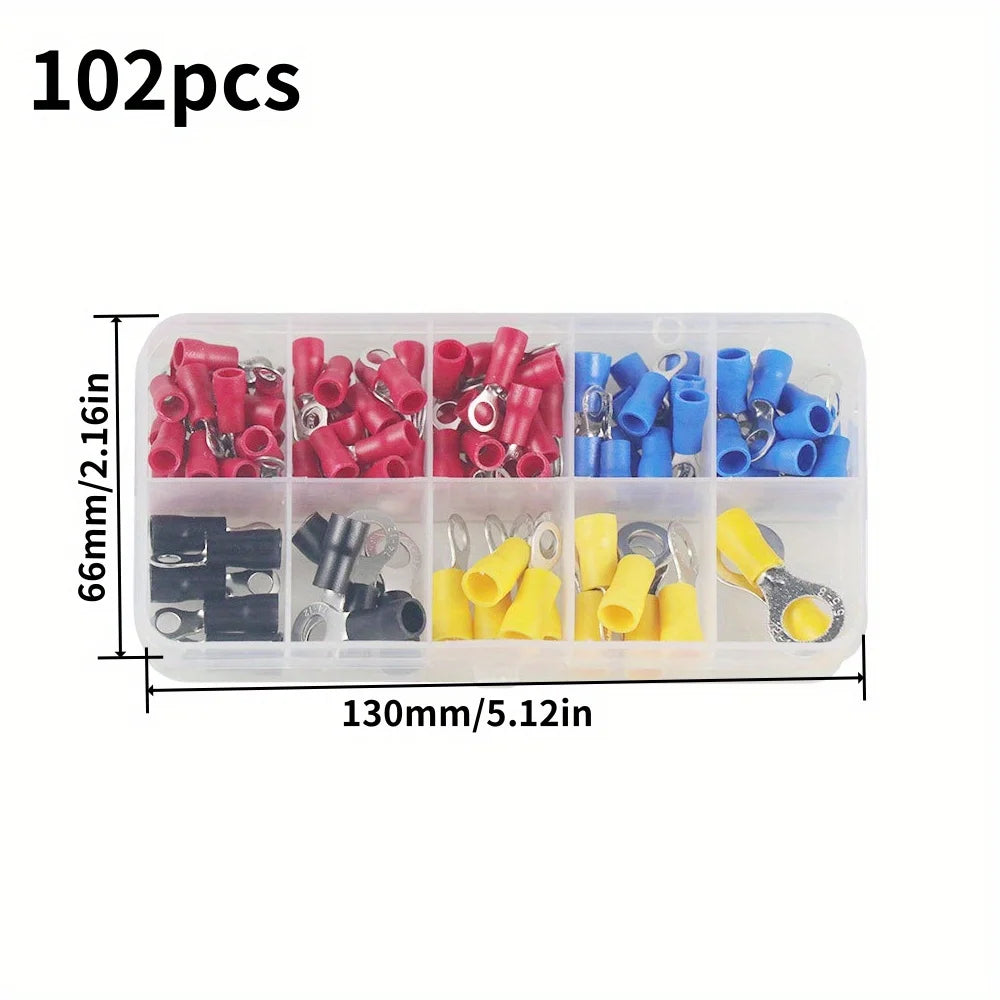 102/280/300/480pcs Comprehensive Electrical Terminal Kit-Durable Insulated Spade, Ring, Fork & Butt Connectors-Efficient Wire Or