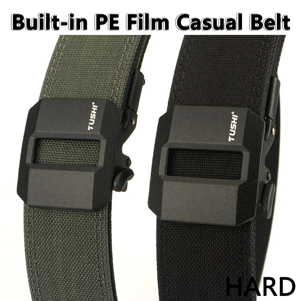 TUSHI Belt Hard Tactical Belt for Men Metal Automatic Buckle IPSC Gun Belt 1100D Nylon Military Belt Outdoor Sports Girdle Male