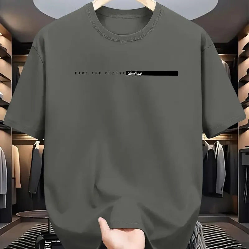 Unisex-Stil Sommer Herren 100 % Baumwolle Lässiges, locker sitzendes Rundhals Kurzarm Leichtes atmungsaktives T-Shirt Oberteil High Street