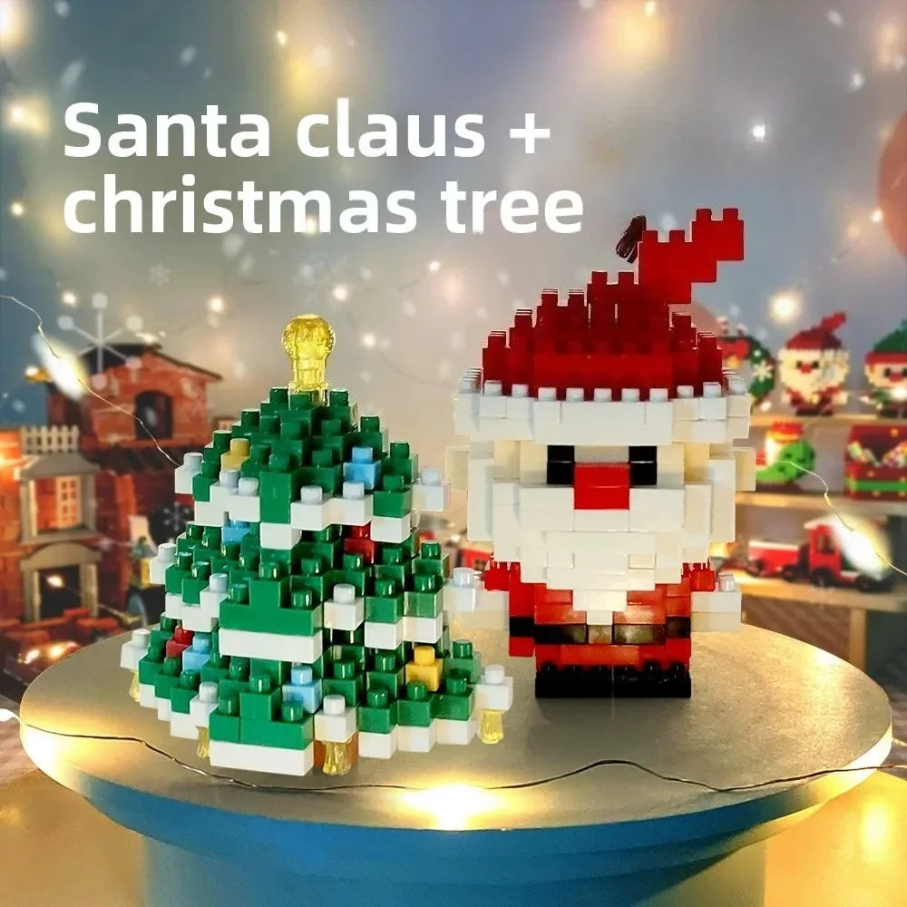 Christmas Gifts Building Block Series Santa Claus Reindeer Puzzle Assembly Bricks Table Decoration Toys for Child Chrismas Gift