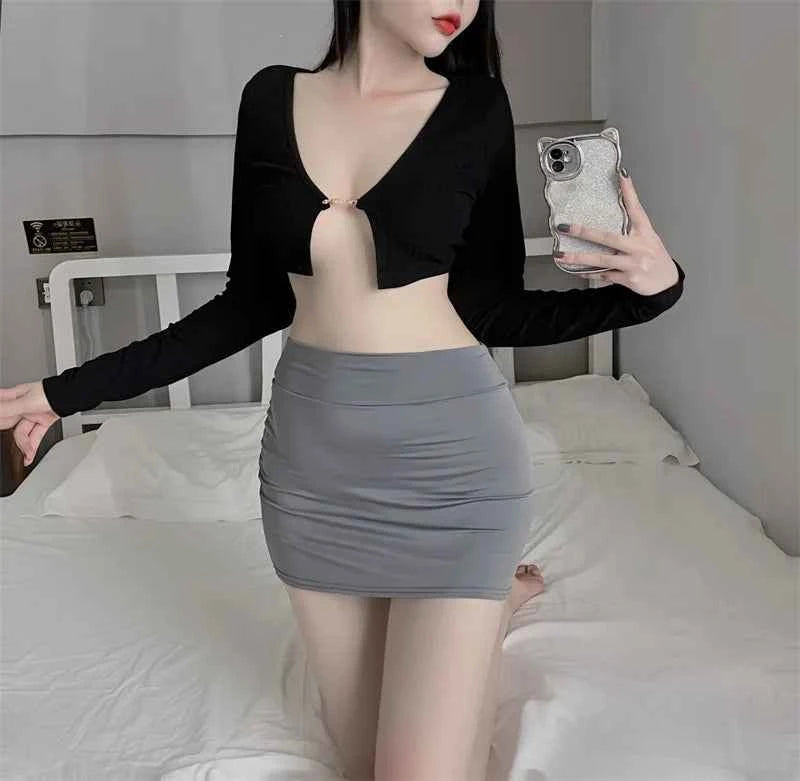 2026New High Waist thin Pencil silk Mini Skirts Night Club wear Wrap hips Sexy Casual Black White Short Skirt for Women summer