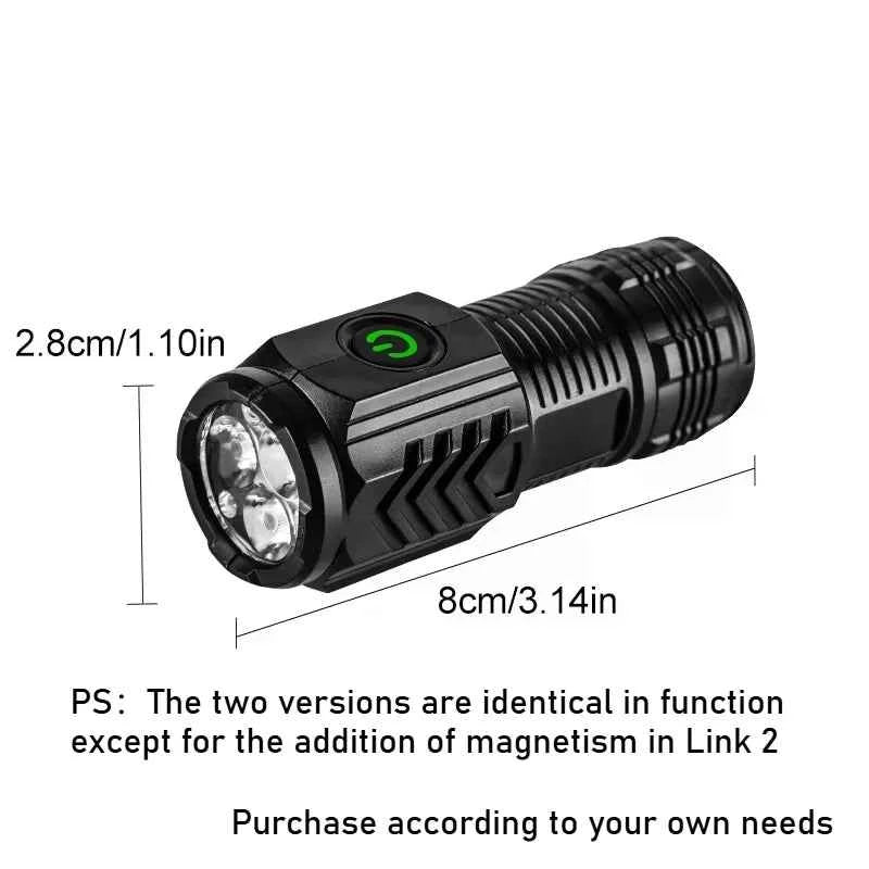 Three-eyed monster LED flashlight, a must-have for night travel, portable, high brightness, strobe lighting
