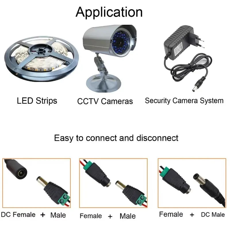 5 Pairs Male and Female Welding-Free DC Plug 5.5*2.1mm Welding-Free DC Female Head Green Terminal Monitoring Power Plug Push-But