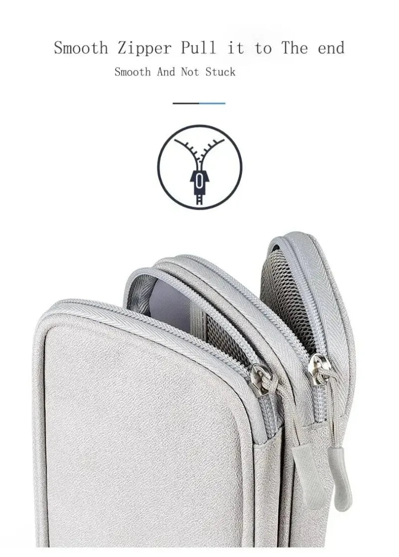 1PC Portable Travel Organizer Bag Waterproof Double Layer Cable Storage Pouch Carry Case for Cord Management