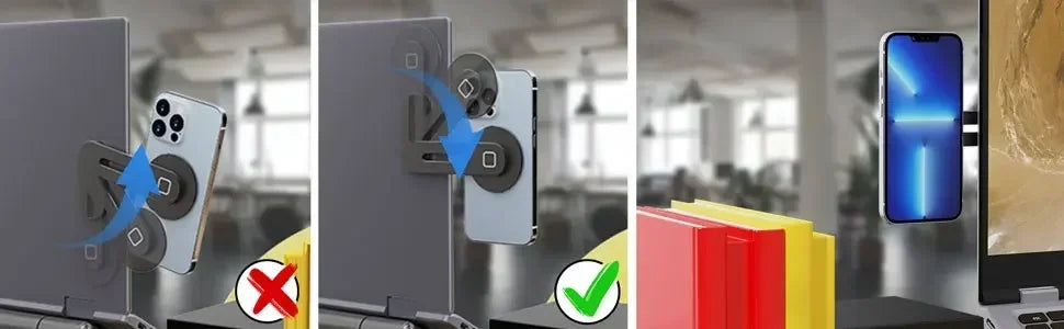 2025 Magnetic Laptop Phone Holder Computer Monitor Side Cell Phone Slim& Foldable For iPhone 14 13 12 Series Case and All Phone - Shoppiline