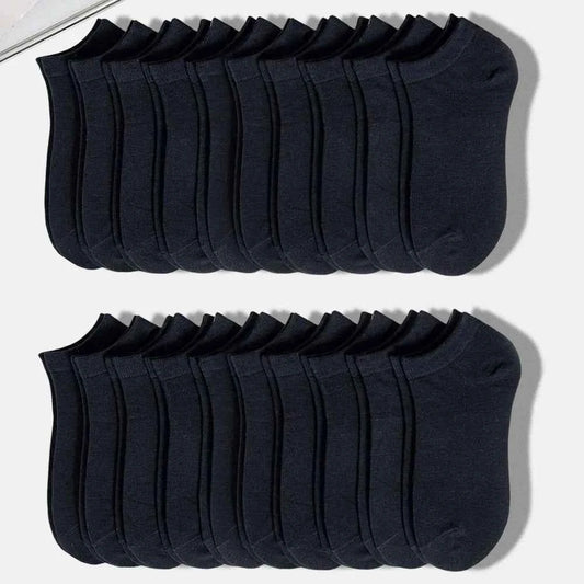 20 Pairs Men Solid Black Ankle Socks Anti Odor Antibacterial Breathable High-quality Simple Fashionable Versatile Casual Socks
