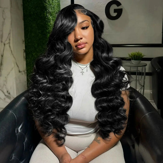 High Density Loose Deep Wave Lace Frontal Wig 30 40 Inch Lace Front Brazilian Curly Wigs 13x6 Hd Lace Frontal Black Human Hair