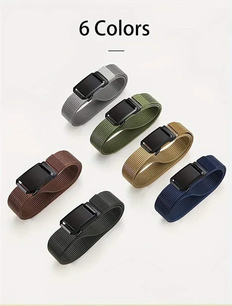 Quick Release Belt Automatic Buckle, Tactical Military Canvas Webbing for Men, Durable Outdoor Workwear Training Pants