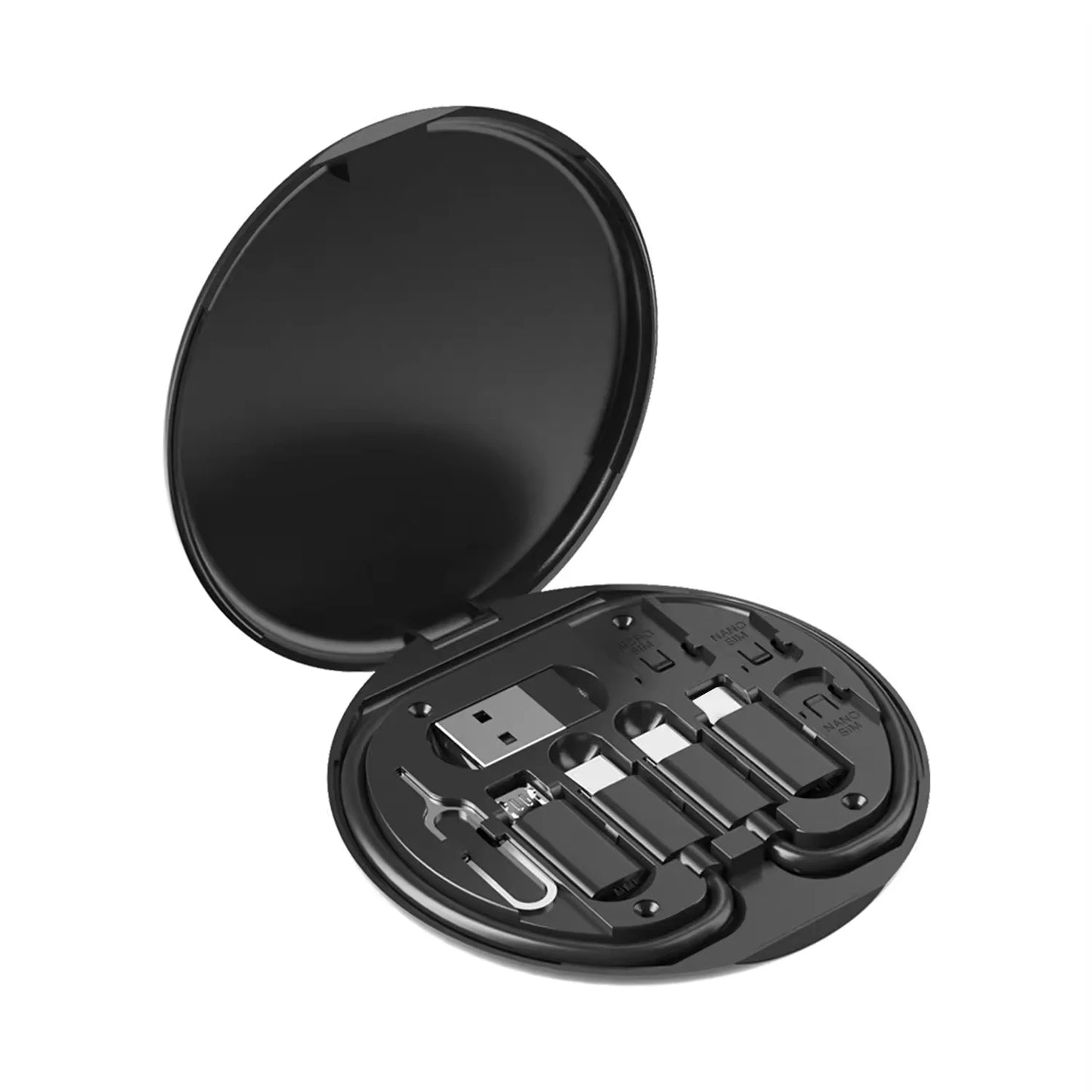 Portable Multifunctional Data Cable Storage Box, 60W Fast Charging Mobile Phone Holder Charging Cable Set Multi Head Conversio