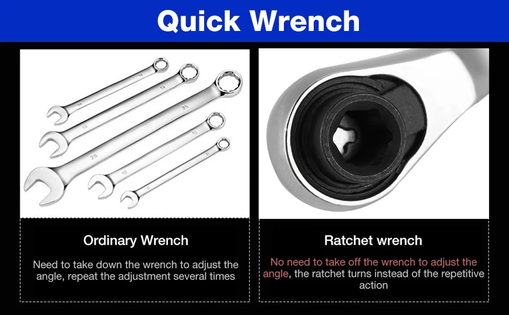 2 in 1 Socket Ratchet Wrench Mini Double Head One Quarter Batch Head Screwdriver Handle 72 Teeth Fast Small Wrench - Shoppiline