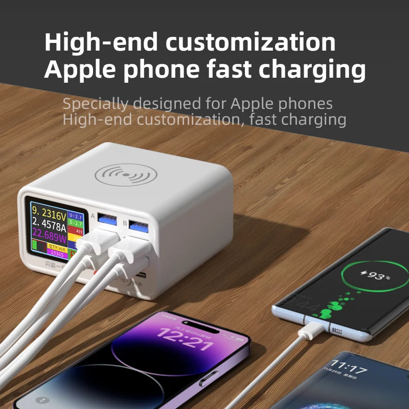 Multi functional 8-port USB Wireless Fast Charging Station Visual Current Detection Charger For Mobile Phone iPad Flash Charging - Shoppiline