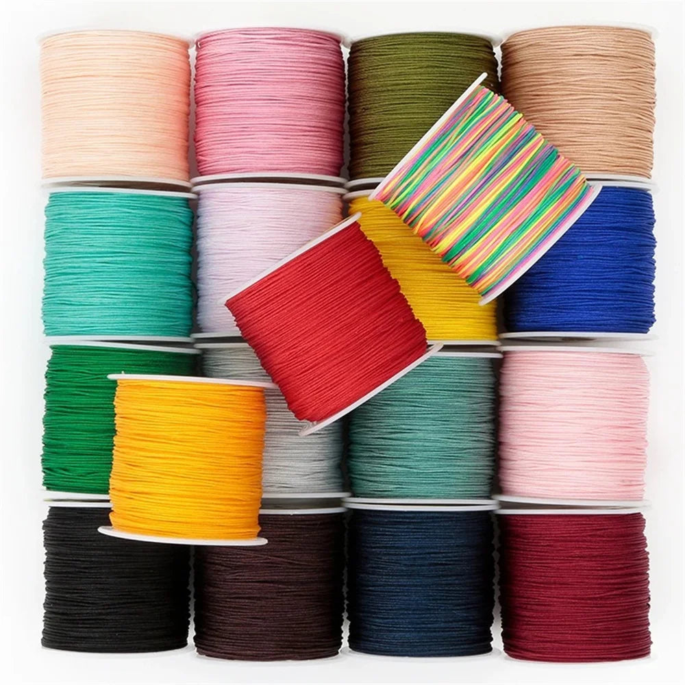 50Yds 0.8mm Crafts Nylon Cord For Jewelry Making Braided Nylon Satin String for Bracelets Necklace Jewelry Accessories