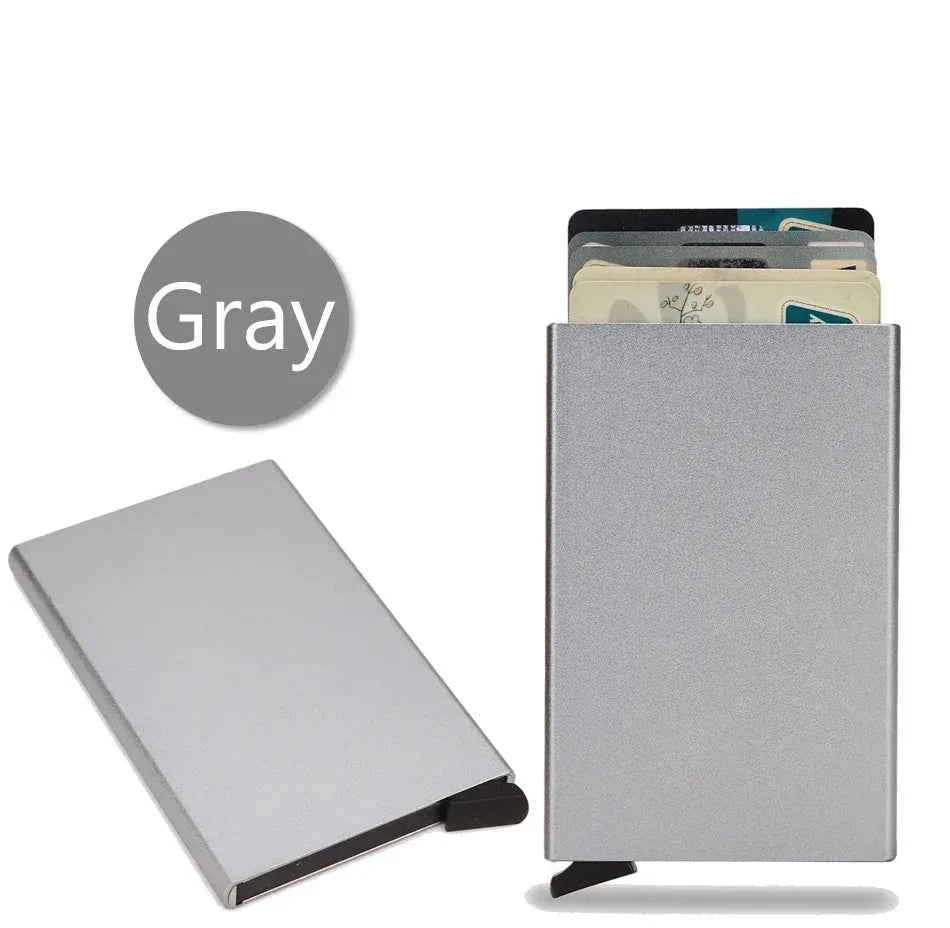 Rfid ultra-thin smart wallet for men and women, pop-up credit card holder, metal minimalist mini wallet