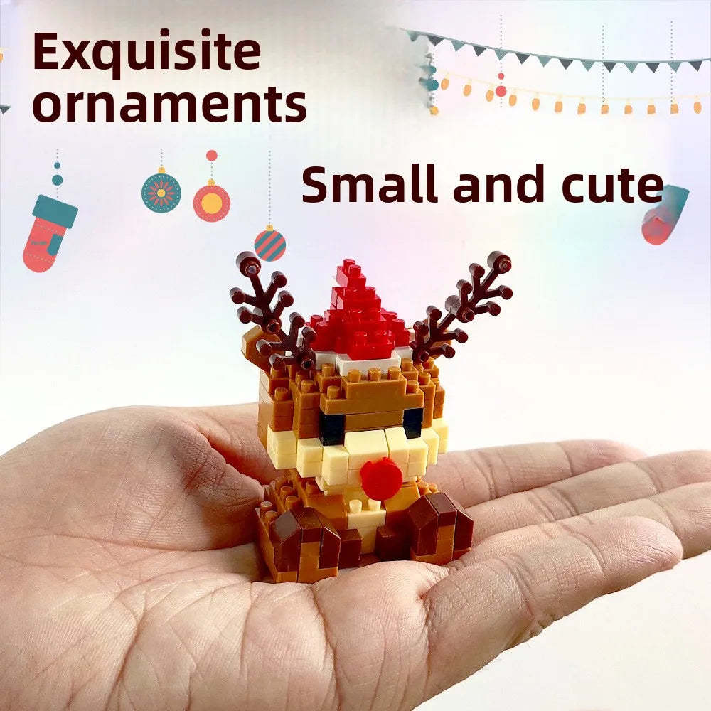 Christmas Gifts Building Block Series Santa Claus Reindeer Puzzle Assembly Bricks Table Decoration Toys for Child Chrismas Gift