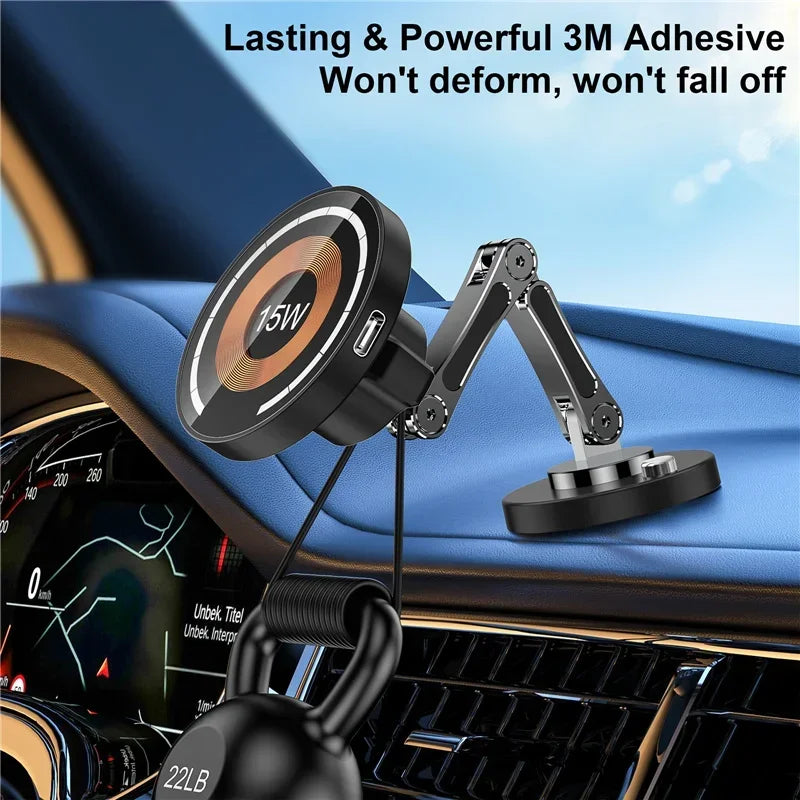 Magnetic Car Wireless Charger Stand Magnet Car Mount Fast Charging Station Phone Holder Bracket For Macsfae iPhone 15 14 13 12 - Shoppiline