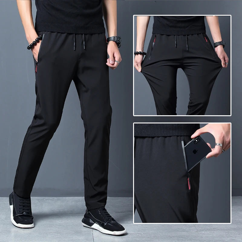 Sommer Herren Eisseide schnelltrocknende Freizeithose schmal geschnitten koreanische Version Eisseidehose Sporthose gerades Bein schnelltrocknend p