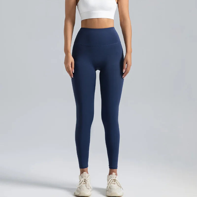 Black Leggings for Women with No T-line High-waisted Hip Lift Yoga Pants with Abdominal Compression and Nude Running Leggings