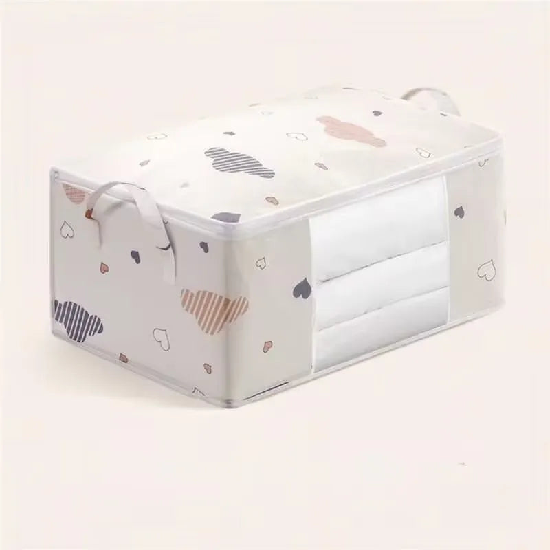 HOMEFISH Large Capacity Foldable Clothes Storage Bag with Reinforced Handle Sturdy Zipper for Blankets Bedding - Organizer Bag