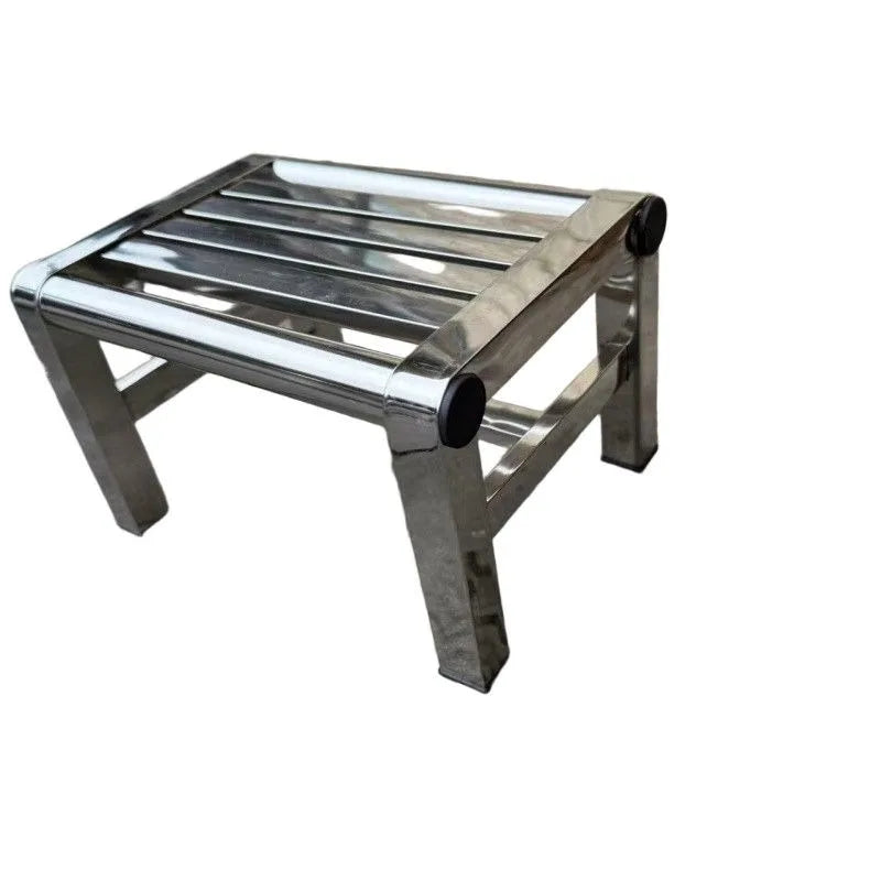 Stainless steel stool Small stool Thickened low stool Load-bearing 100kg Bath foot pedal Quartet antique stainless steel stool