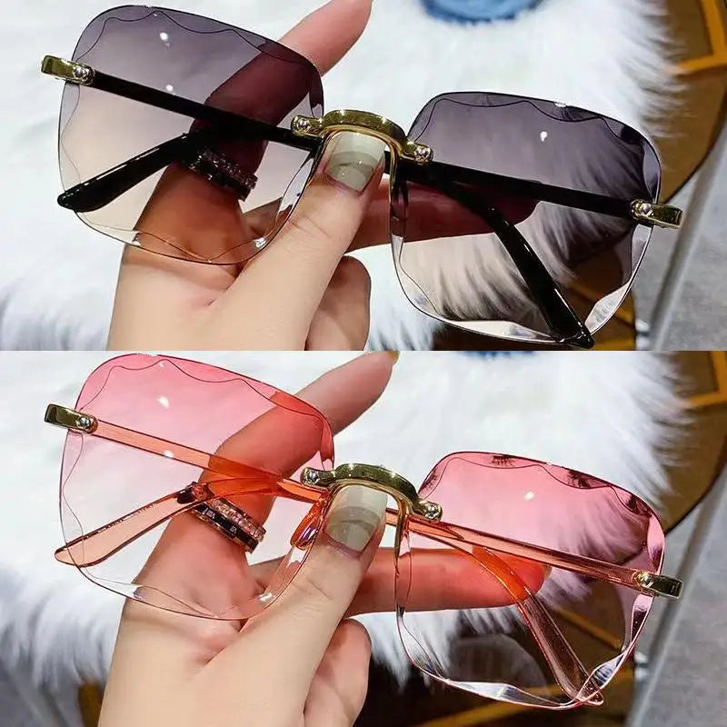 Frameless Sunglasses Y2K Gradient Fashion Korean Hip Pop Anti Ultraviolet Elegant Luxury Outdoor Travel Eyewear Women Unisex
