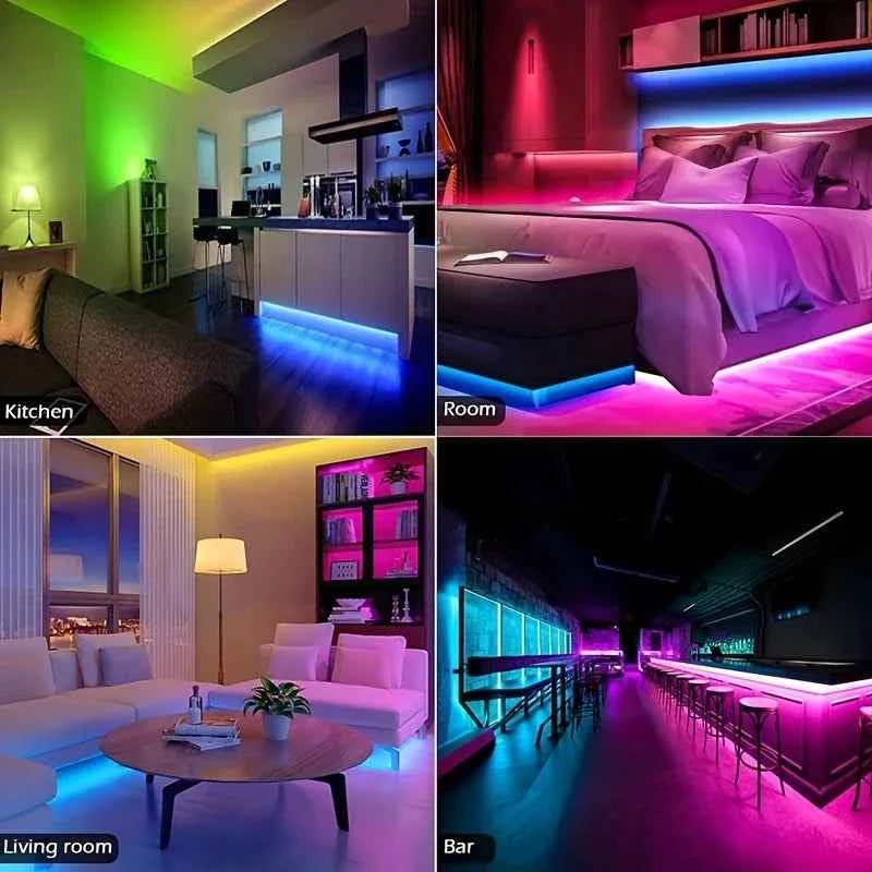 RGB LED Strip Light 1-40m with Music Sync, 44-Key Remote & APP Control, 5V USB Flexible Tape for Home TV Backlight Decor