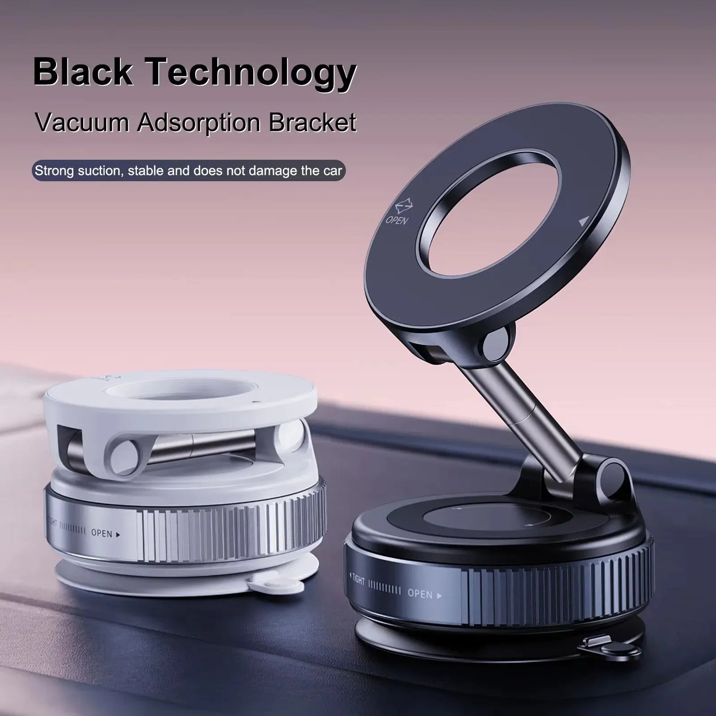 Car Phone Holder with Vacuum Adsorption and Magnetic Suction, New 2025 Model, for In-Car Navigation