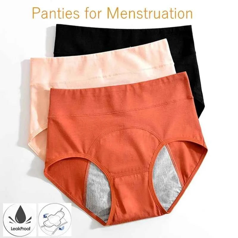 Cotton menstrual underwear, high-waisted underwear overalls, menstrual pants, leak-proof Bragas menstrual pants