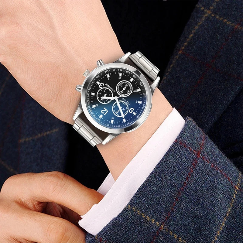 1/2PCS Herren Business-Uhren Mode Herren Stahlband Quarz-Uhr mit Armband (Box nicht enthalten)