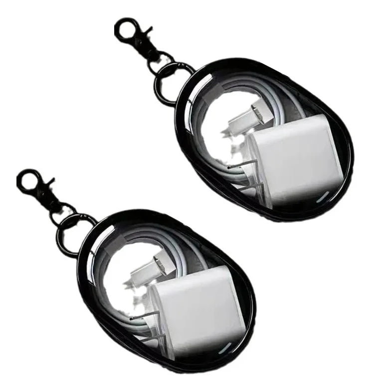 1/2Pcs Transparent Plush Doll Display Organizer Bag with Keychain Portable Protector Box for Dolls Earphone Case Outdoor Carry