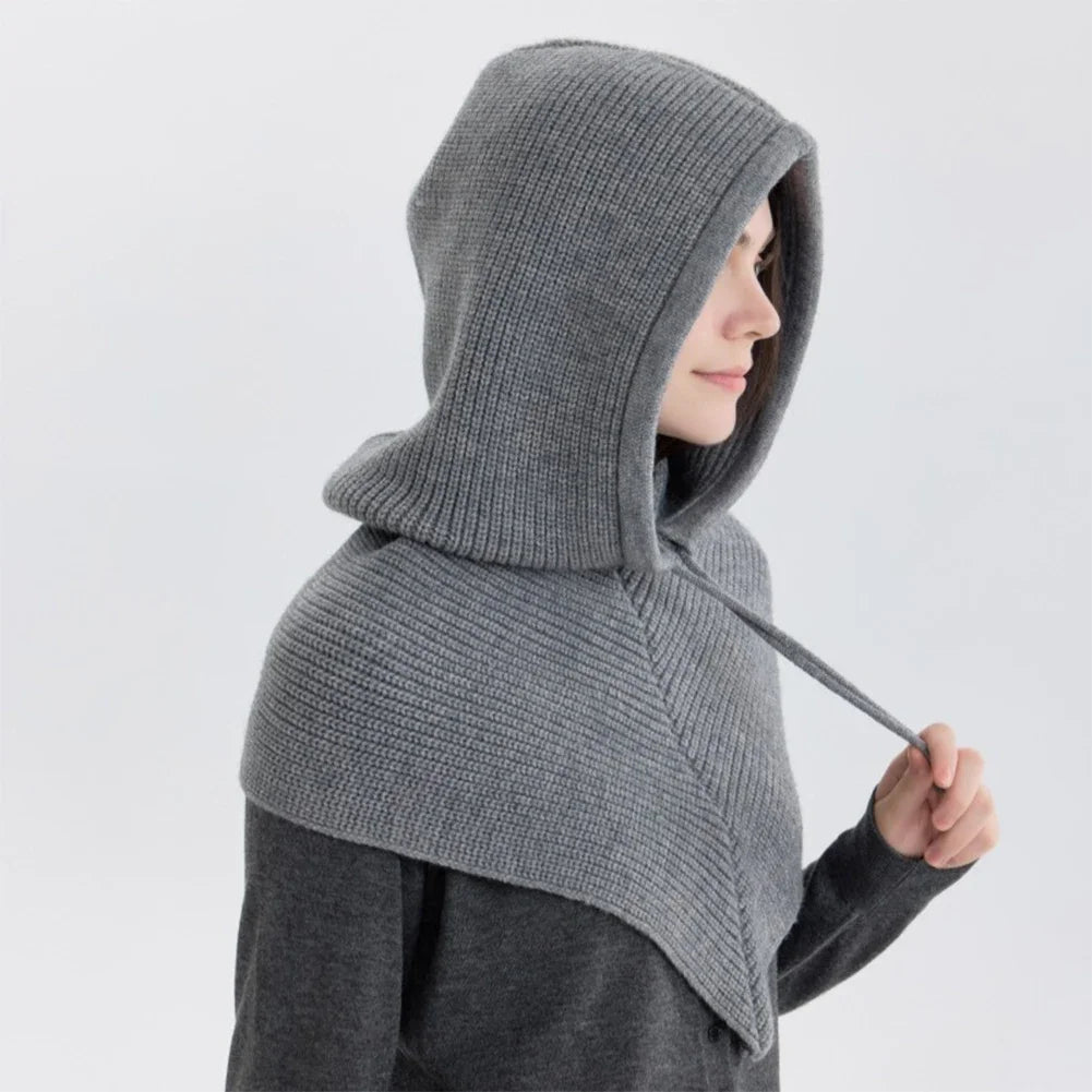 Cagoule d'hiver écharpe pour femme bonnet tricoté chaud extérieur chaud une pièce col pour filles bonnets