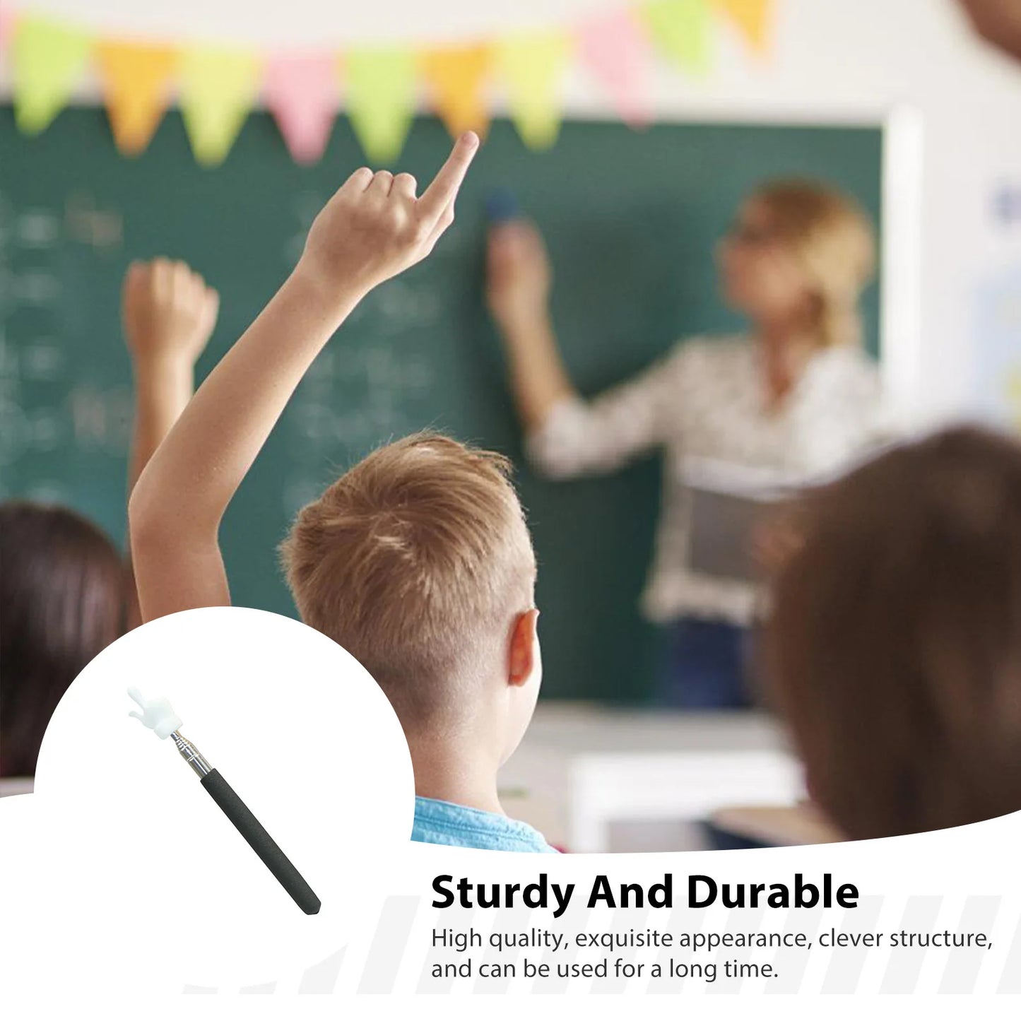 Etractable Teaching Stick Finger Design Whiteboard Pointer Handheld Presenter Finger Reading Stick Telescopic Rod Teaching Tool