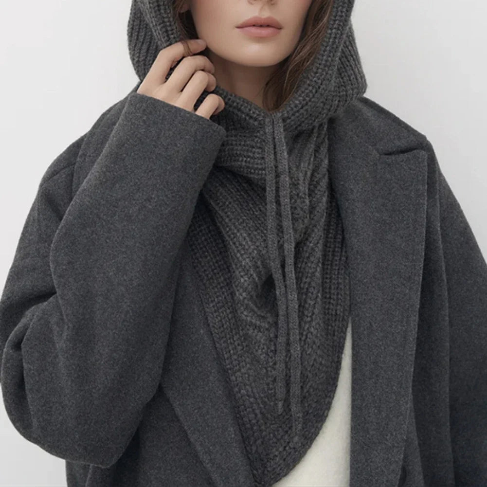 Cagoule d'hiver écharpe pour femme bonnet tricoté chaud extérieur chaud une pièce col pour filles bonnets