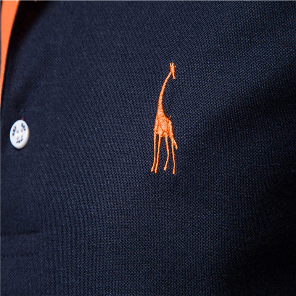 Dropshipping Polo Giraffe Hemd Herren Qualität Stickerei Sommer Kurzarm Polo Casual Business Social Herren Poloshirts BR Größe
