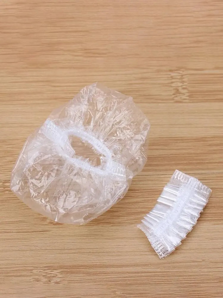 100PCS Disposable Hair Earmuff Dye Transparent Elastic Shower Hair Dye Protection Tool Shield Waterproof Earpack Plastic Wrap