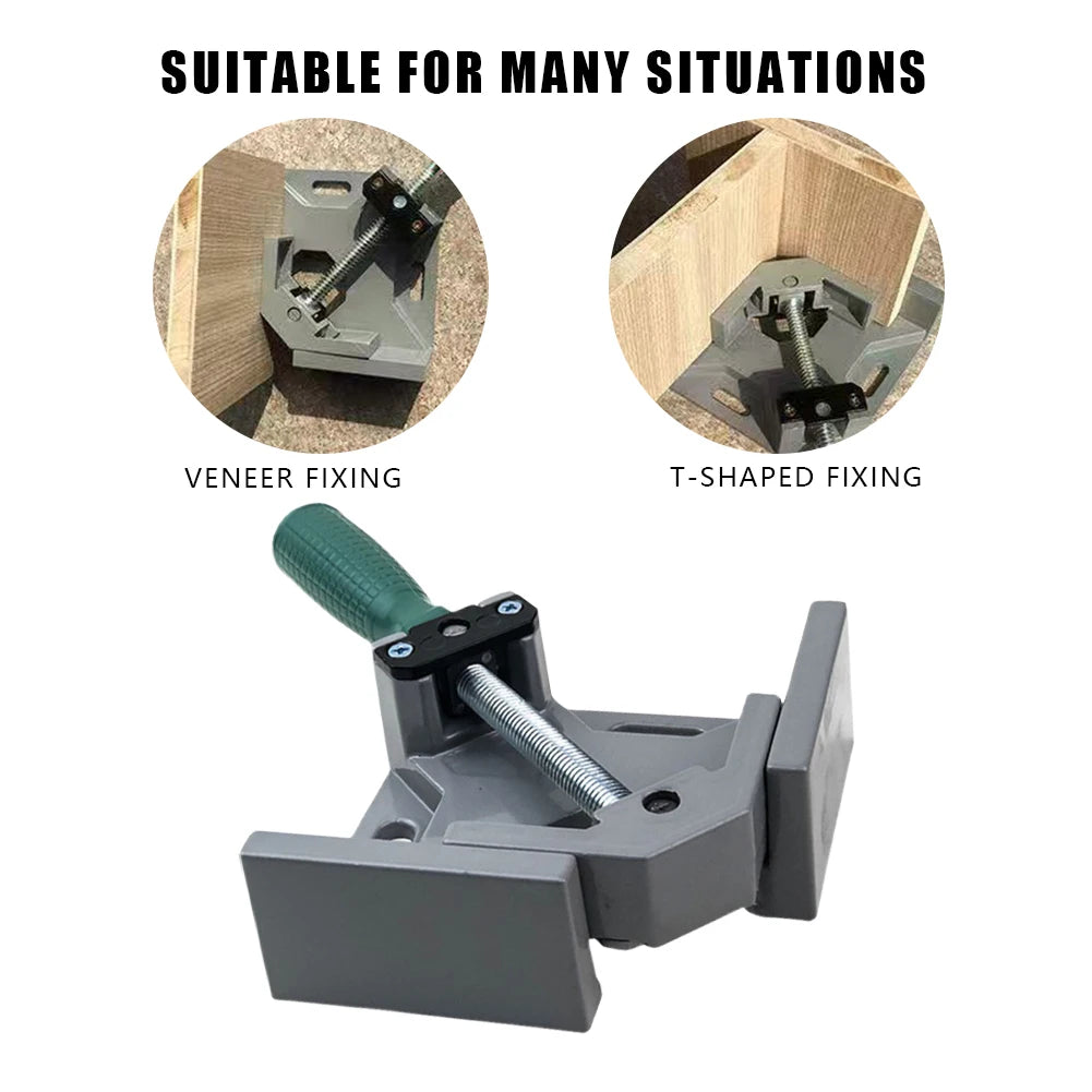 Aluminum Alloy Wood Working Jigs, 90 Degrees Angle Clamp, Single Handle, Adjustable Swing Jaw for Welding Woodworking, Photo Fra