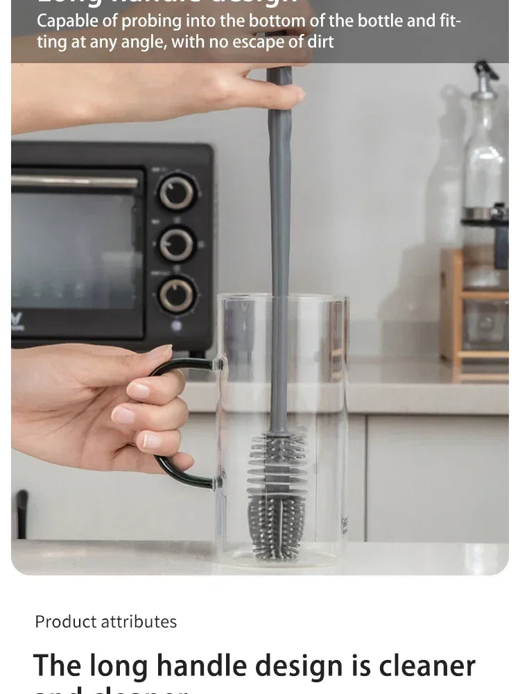 Bottle Brush Insulation Cup Washing No Deadend Long Handled Silicone Cleaning Brush Household Multifunctional Cleaning Tools