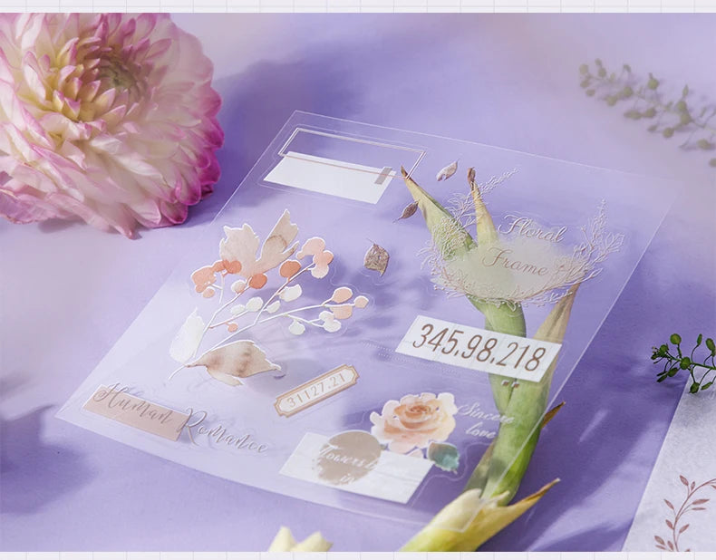 4Style 20pcs/book INS Floral Sticker Book Four Seasons Theme Cutting Scrapbook Dual-material Handbook DIY Decorative Stickers