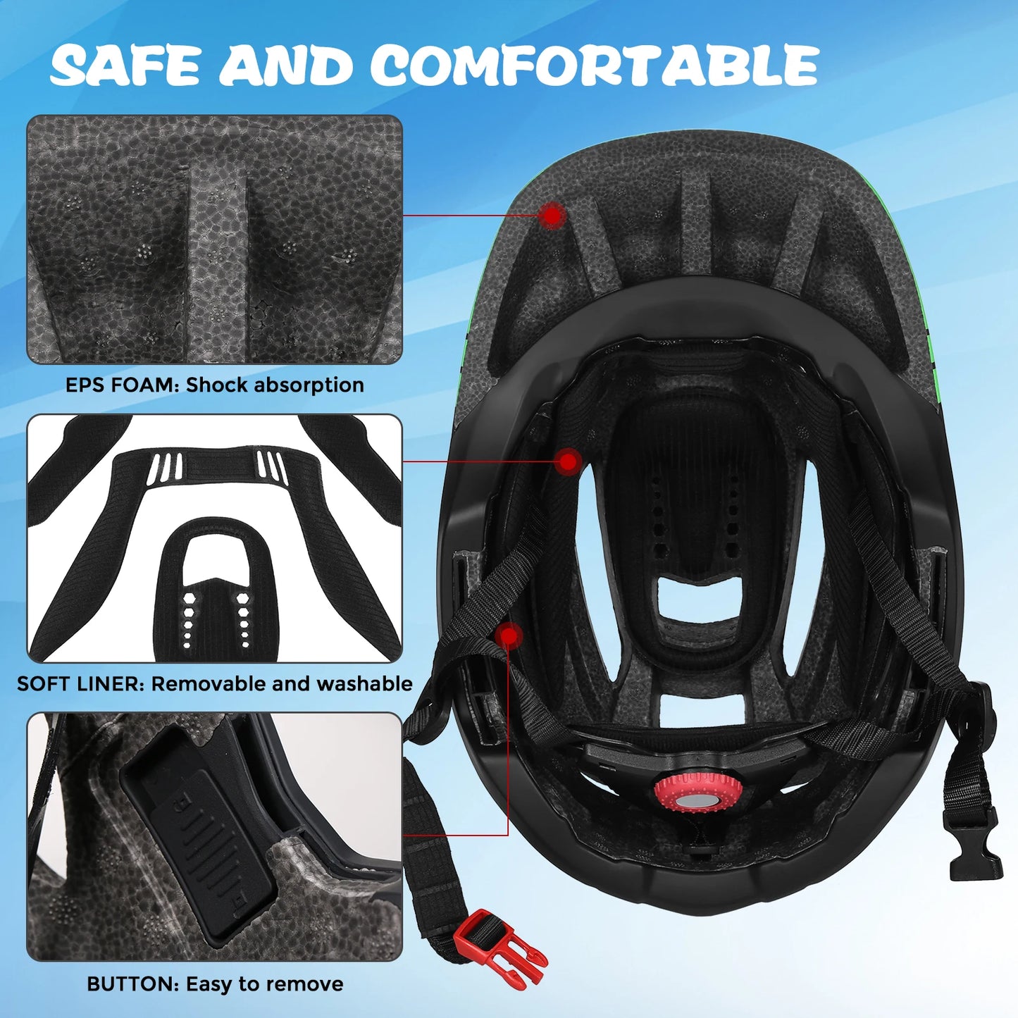Lixada Kids Full Face Helmet Detachable Children Sports Safety Bike Helmet Protective Gear for Cycling Skateboarding Roller Skat - Shoppiline