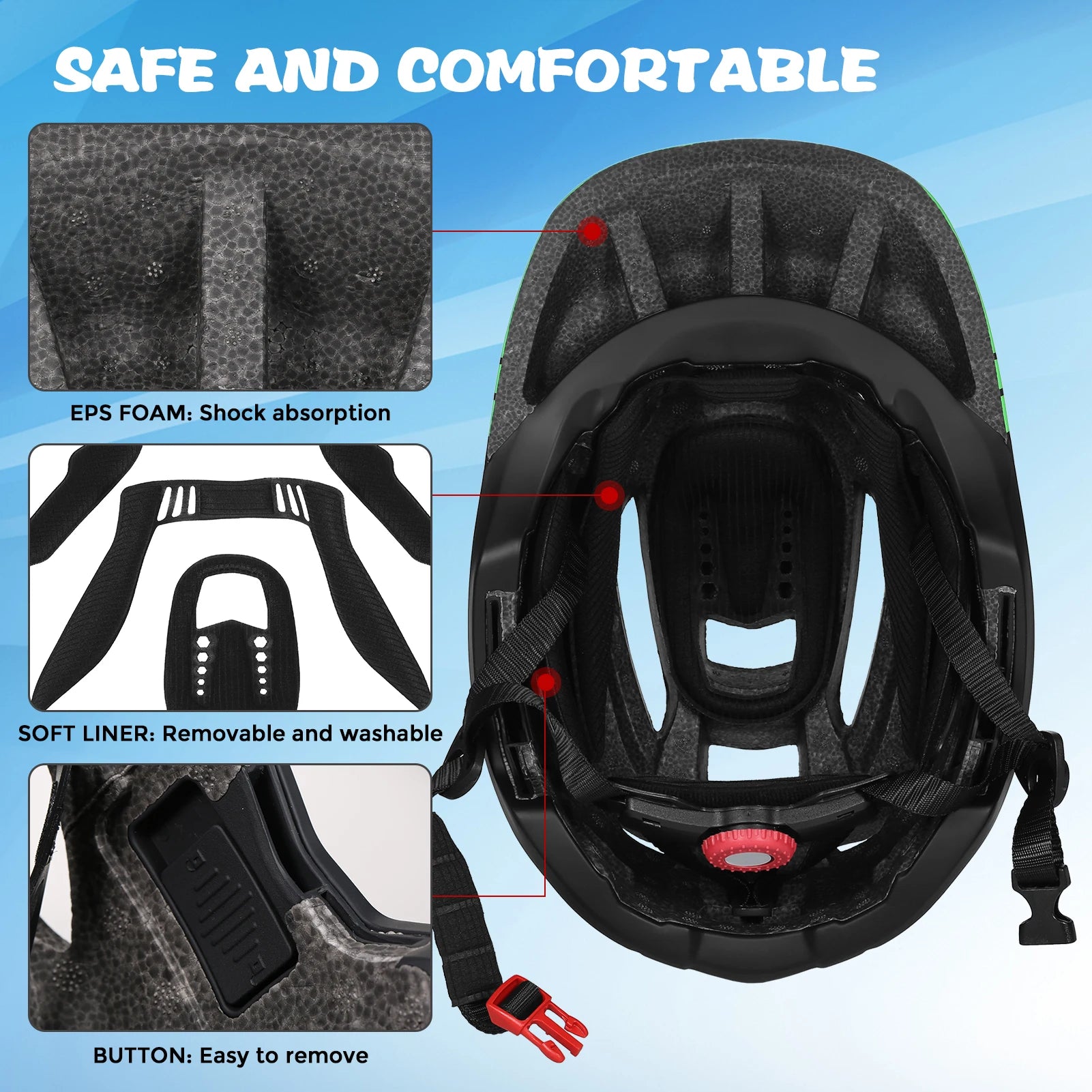 Lixada Kids Full Face Helmet Detachable Children Sports Safety Bike Helmet Protective Gear for Cycling Skateboarding Roller Skat - Shoppiline