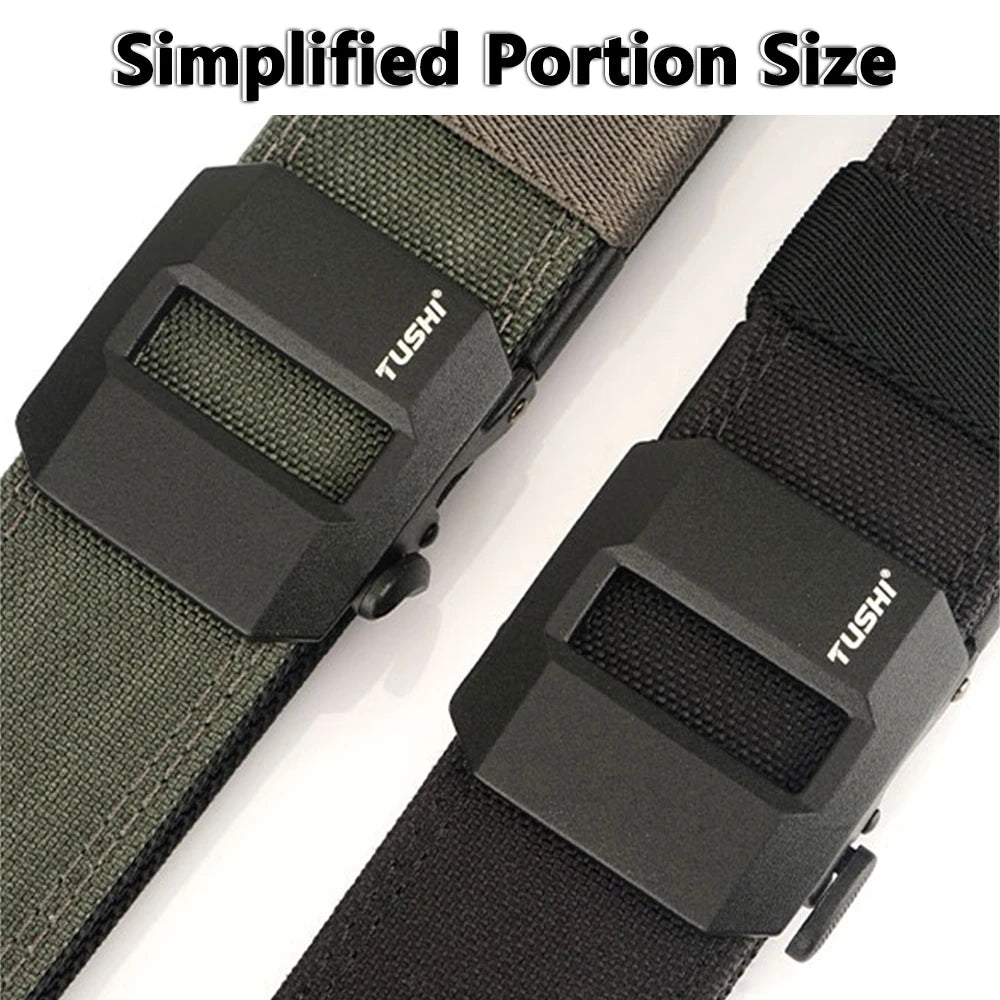 TUSHI Belt Hard Tactical Belt for Men Metal Automatic Buckle IPSC Gun Belt 1100D Nylon Military Belt Outdoor Sports Girdle Male