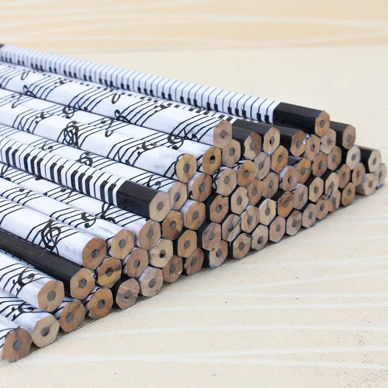 10Pcs Piano Music Note Pencil + 4pcs Pencil Eraser Stationery HB Wooden Painting Sketch Pen Exquisite Gift