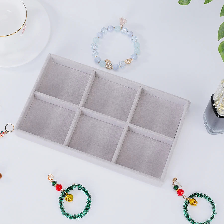 1 plateau à bijoux floqué, boîte à bijoux, convient pour : tous types de rangement de bijoux.