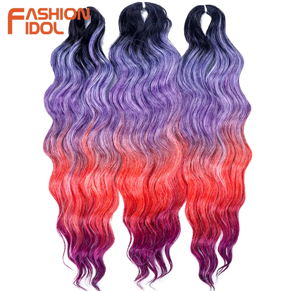 Anna Hair Extensions synthétiques de tresses Loose Deep Wave 24 pouces, cheveux tressés ondulés, cheveux bouclés torsadés au crochet Ombré Blond