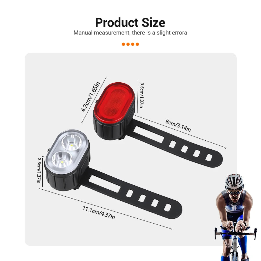 USB Rechargeable Bicycle Lights Bike Safety Warning Lamp Outdoor Waterproof Cycling Flashlight For Mountain And Road Bikes