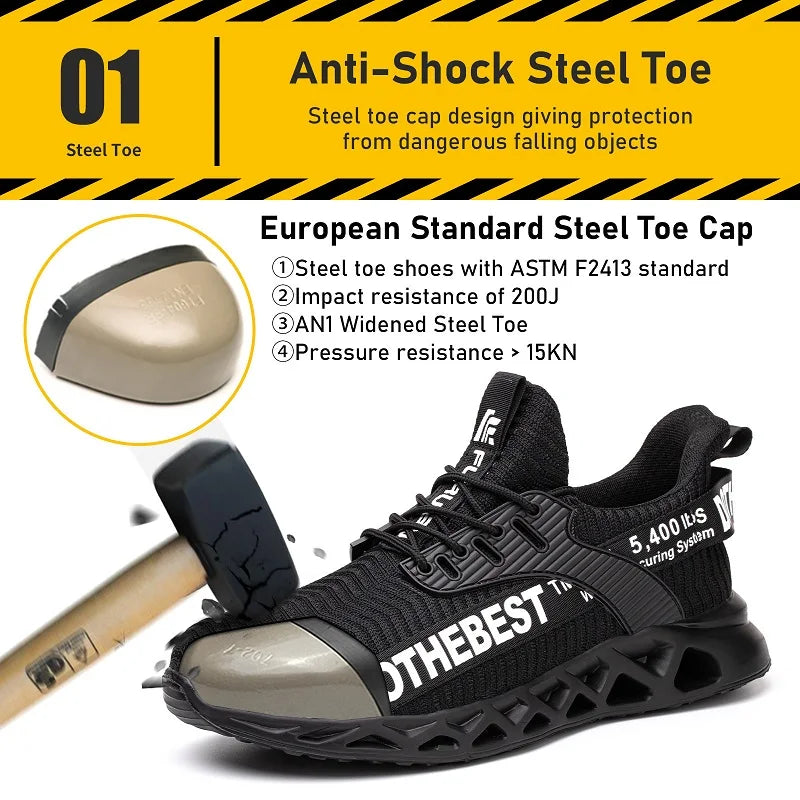 Anti-puncture Safety Shoes With Steel Toe Work Shoes Men Women Lightweight Safety Work Boots Breathable Sport Safety Shoes Unise