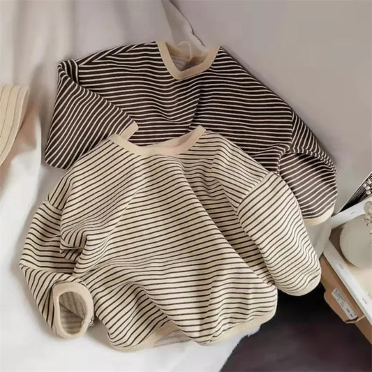 Lawadka Coton Vêtements pour enfants T-shirts à manches longues Rayé Bébé Garçon Fille Hauts Décontracté Enfants T-shirt Automne Printemps Tee 1-8T